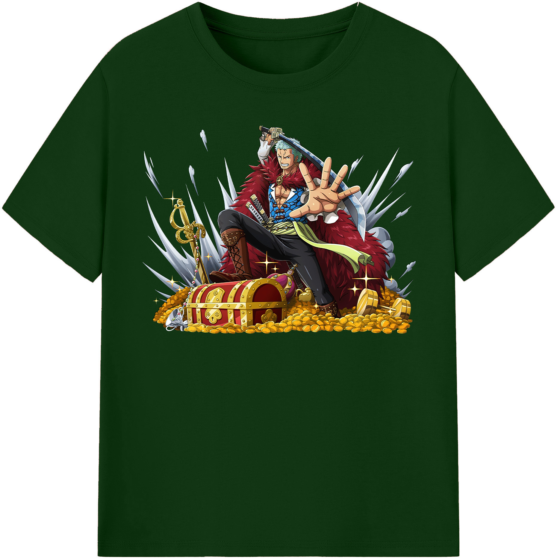 ワンピース ロロノア・ゾロ ONE PIECE Roronoa Zoro 綿100％半袖Tシャツ（フロントプリント）